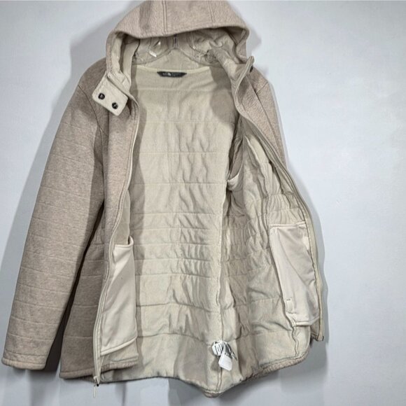 North Face Jacket Womens XL Beige Caroluna II Hooded Sherpa Fleece Lined Coat - Picture 5 of 11